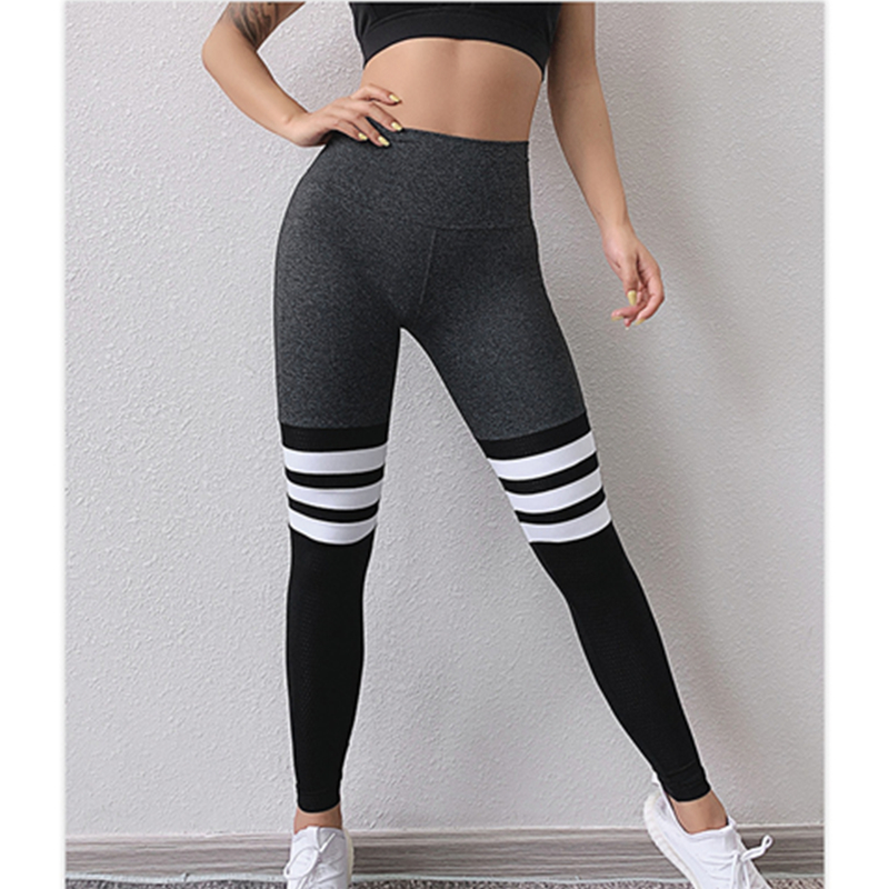 Nuovi leggings sportivi ad alta tensione per le donne strisce di moda alti pantaloni yoga traspiranti pantaloni fitness in corsa